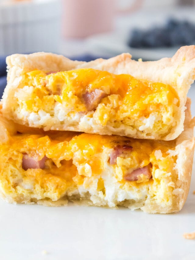 a stack of mini quiche