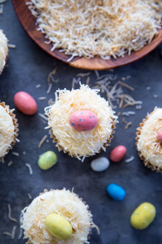 overhead shot of the cupcake.
