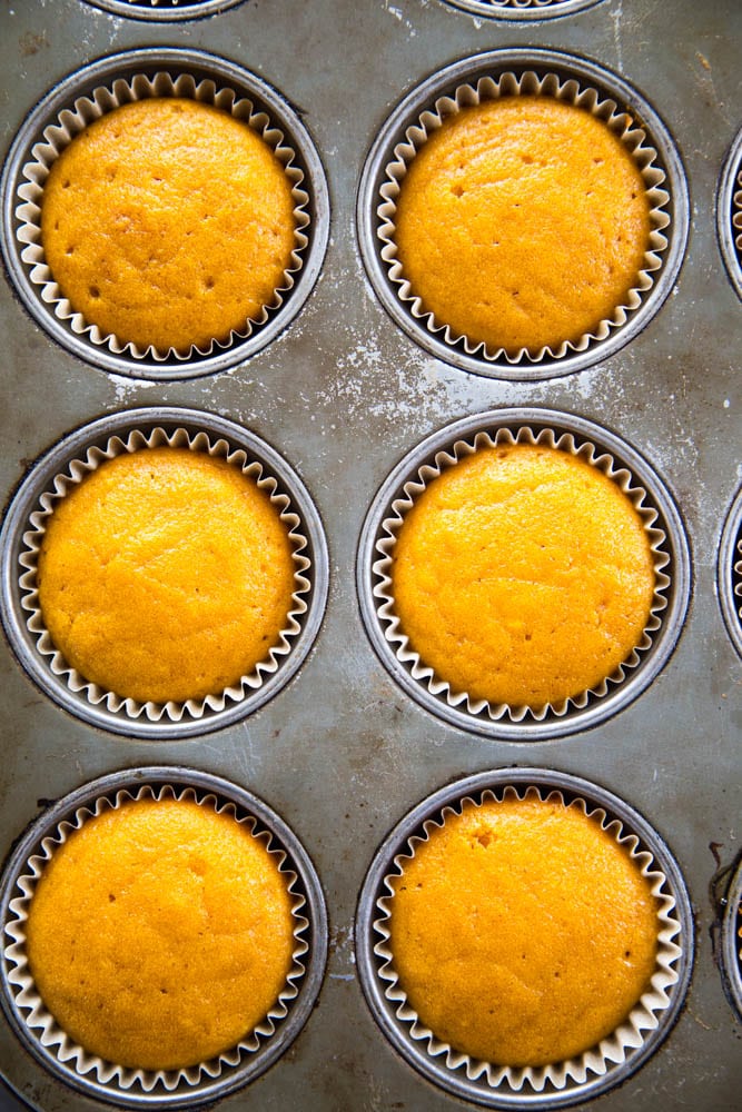 baked cupcakes in the pan.