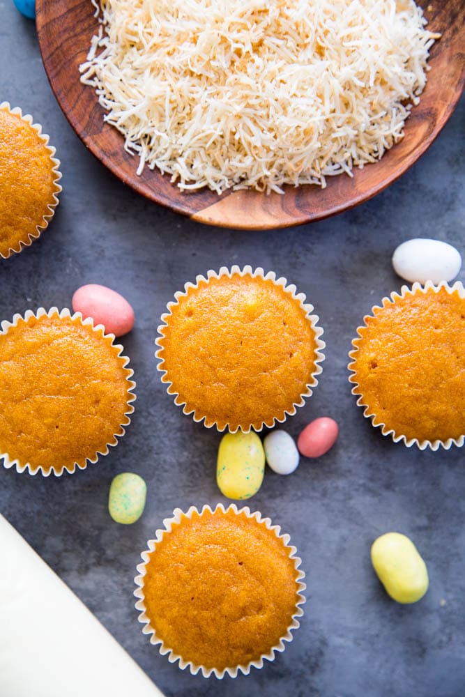 plain cupcakes ready to be frosted.