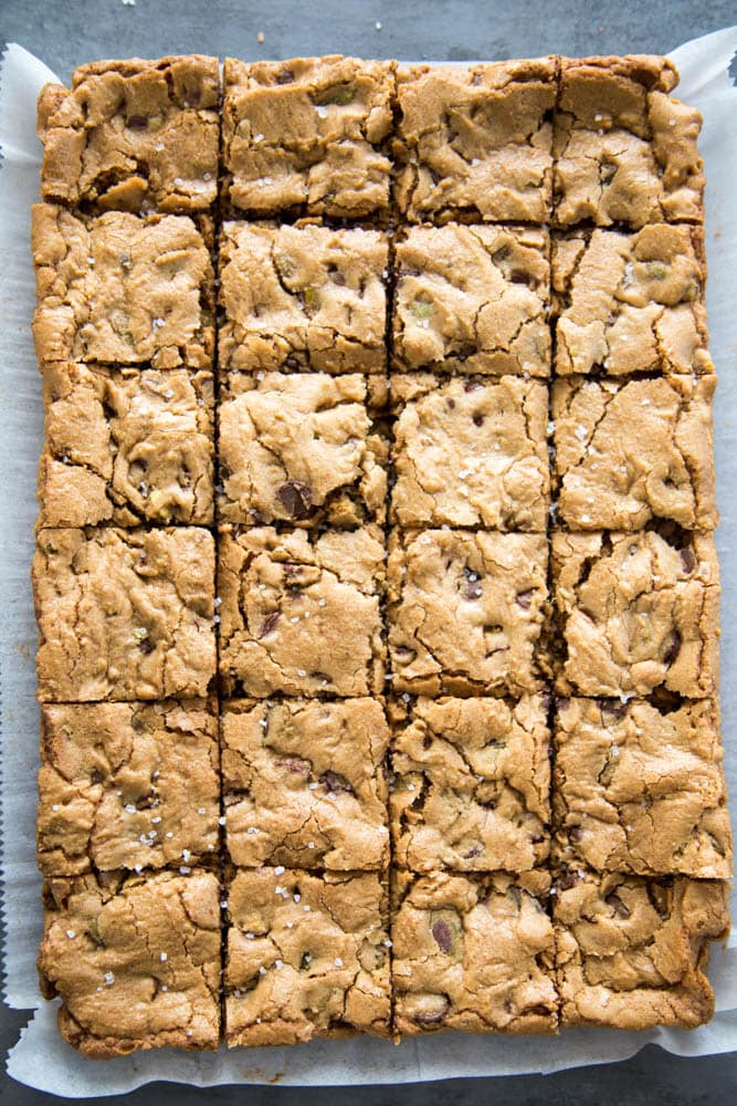overhead shot of chocolate chip bars