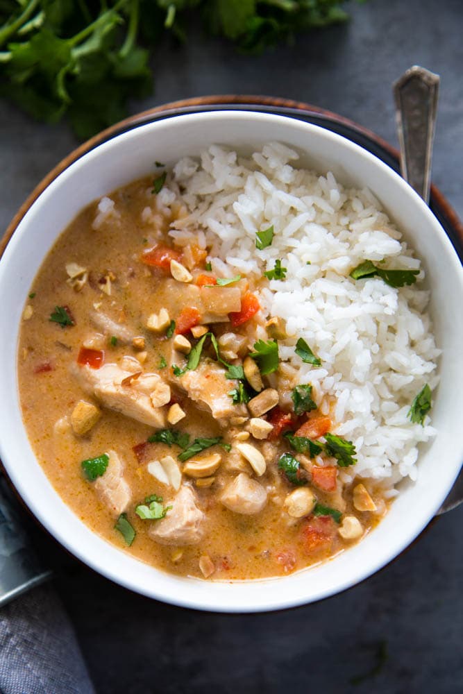 curry chicken in a bowl.