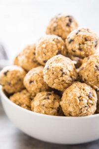 a bowl of protein balls.