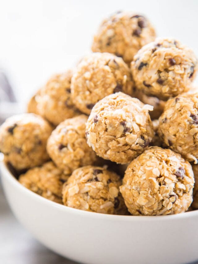 a bowl of protein balls.