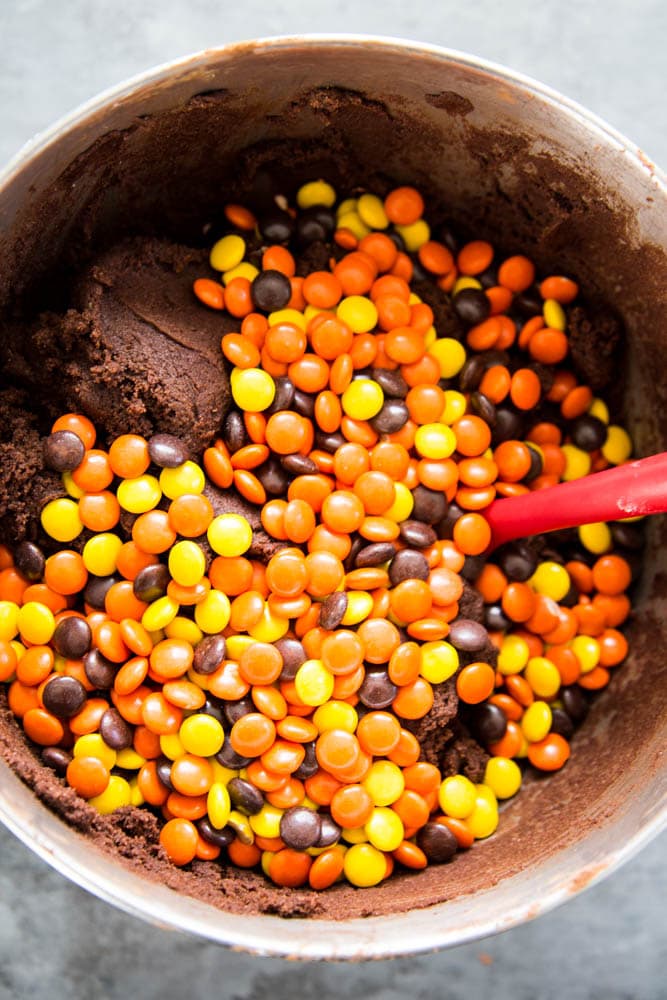 reese's pieces added to the cookie dough.