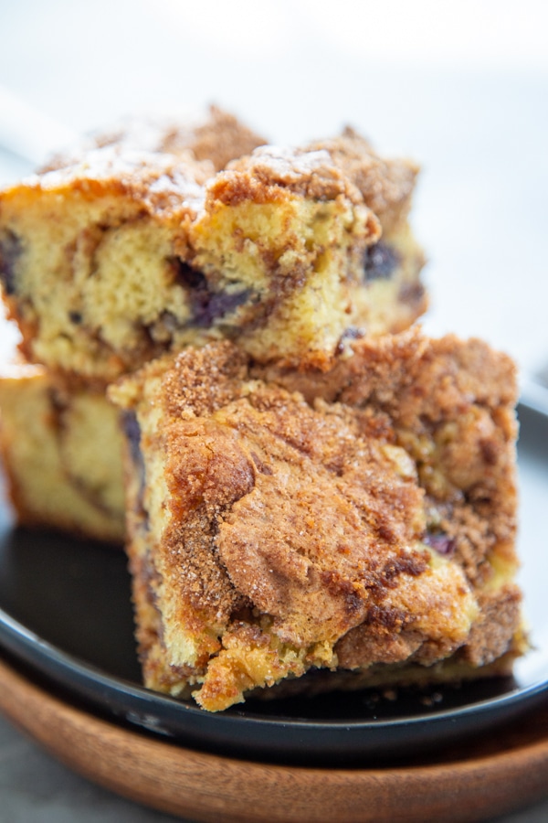 a close-up shot of a slice on a plate.