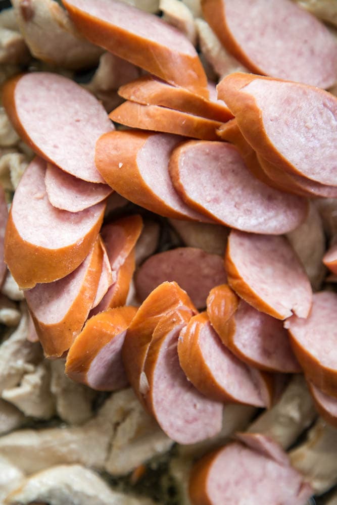 sliced sausage.