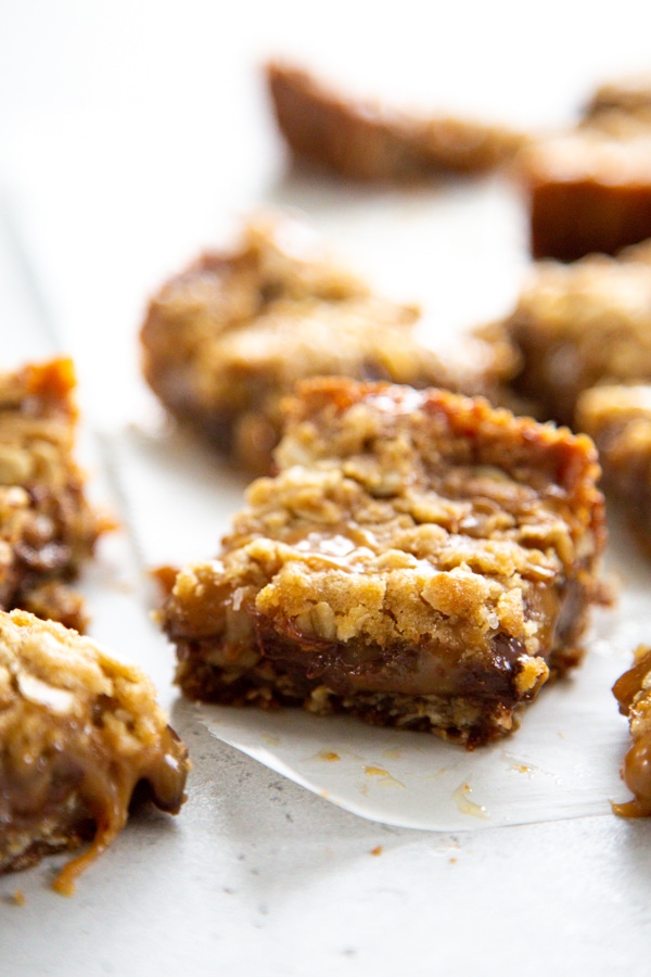close-up shot of one carmelita bar.