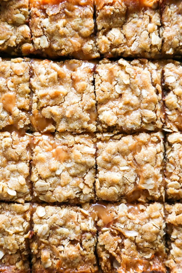overhead shot of he sliced bars.