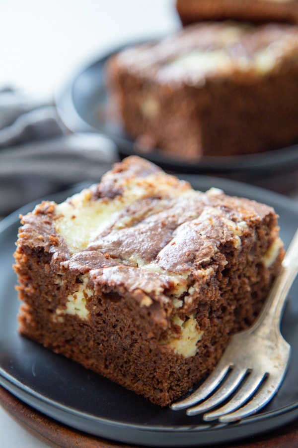 a slice of the cake on a plate.