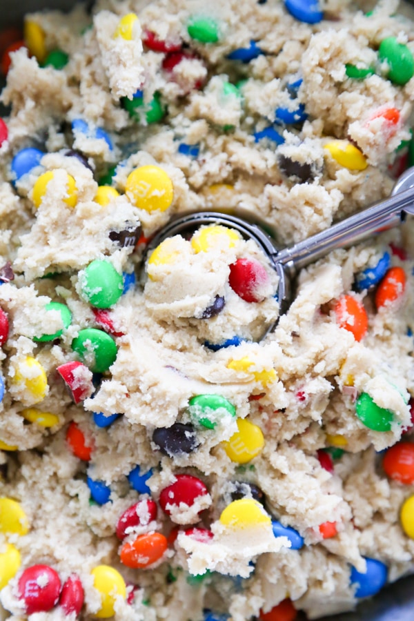 the cookie dough being scooped.