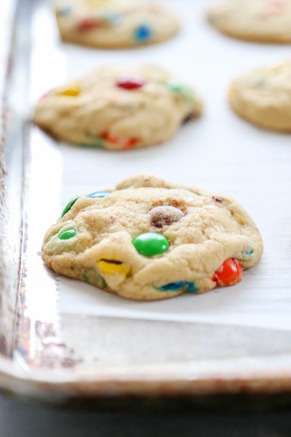 baked cookies on a cookie sheet.