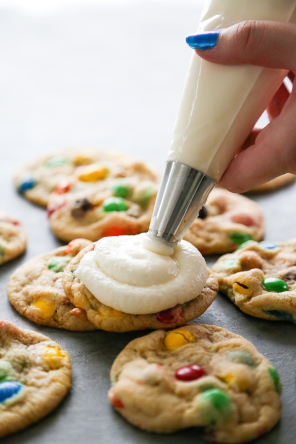 cookies being frosted.