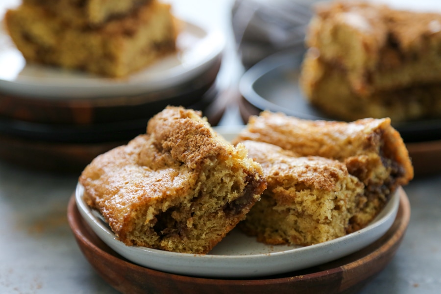 slices of coffee cake on a plate.