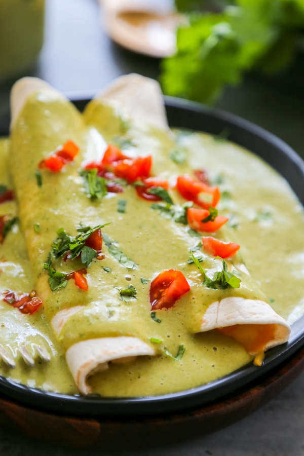 green chile sauce on enchiladas.