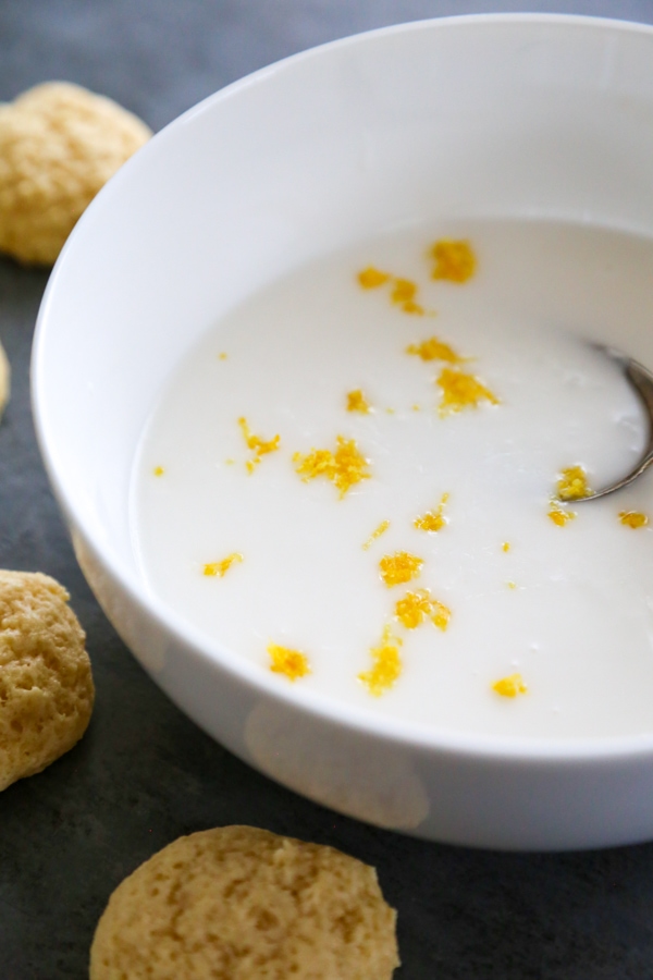 a bowl of lemon icing.