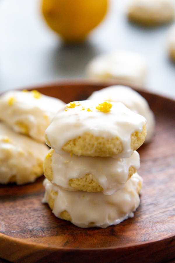 a stack of three lemon cookies.