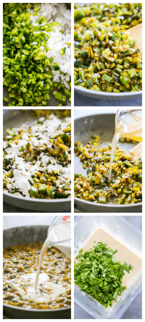 photo collage showing steps for making the sauce.