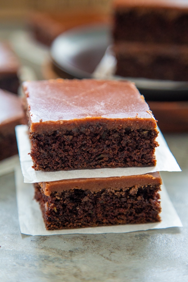 two brownies stacked on top of each other.