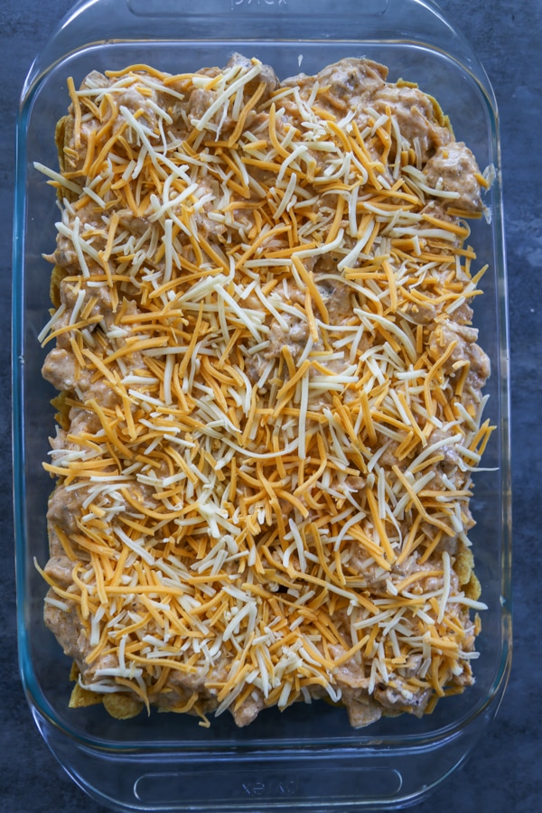 the unbaked casserole.