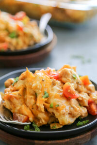 chicken enchilada bake on a plate.