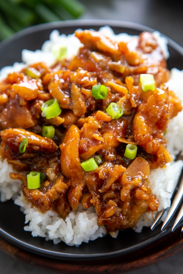 close-up shot of chicken and rice 