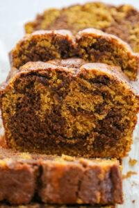 sliced pumpkin Nutella bread.