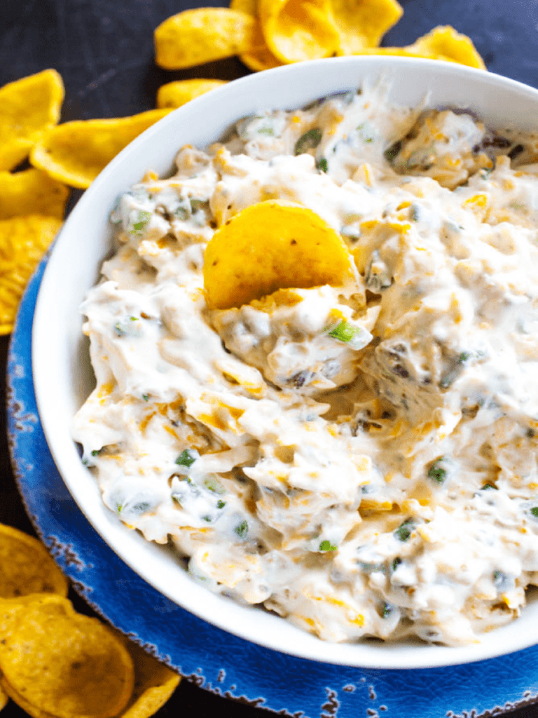 overhead shot bacon cheddar ranch dip