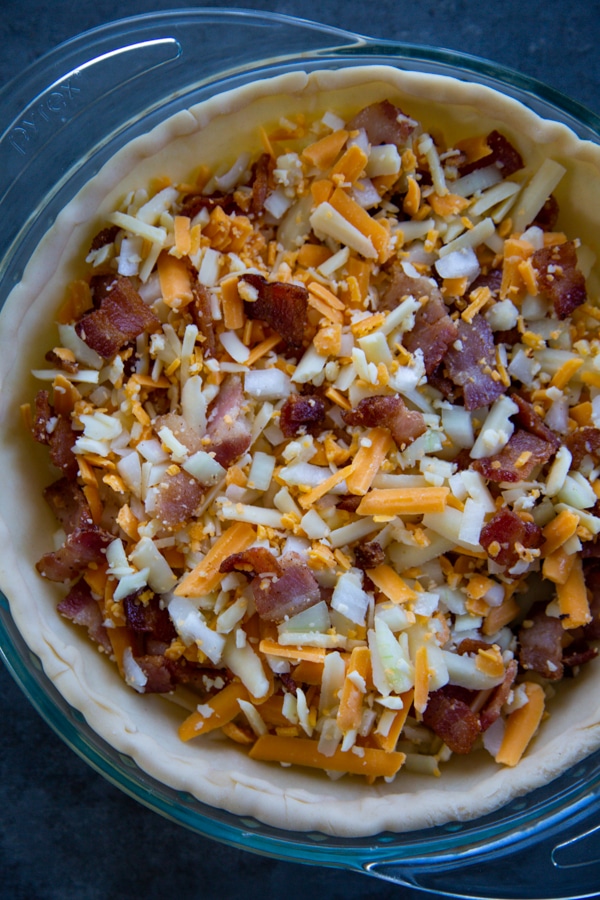 the bacon cheese, and onions in the crust.