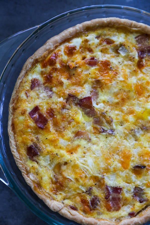 overhead shot of the whole quiche.