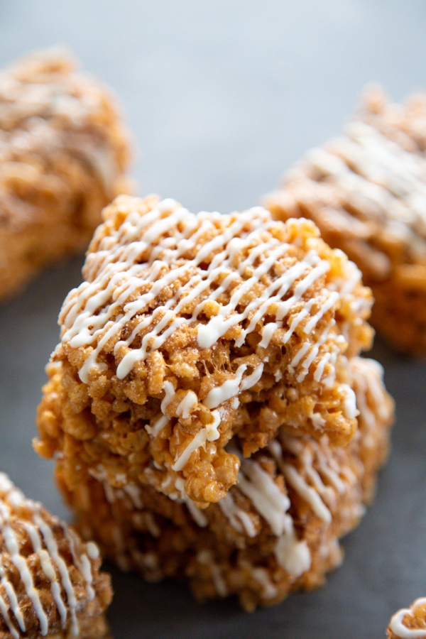 close up of a stack of two treats.