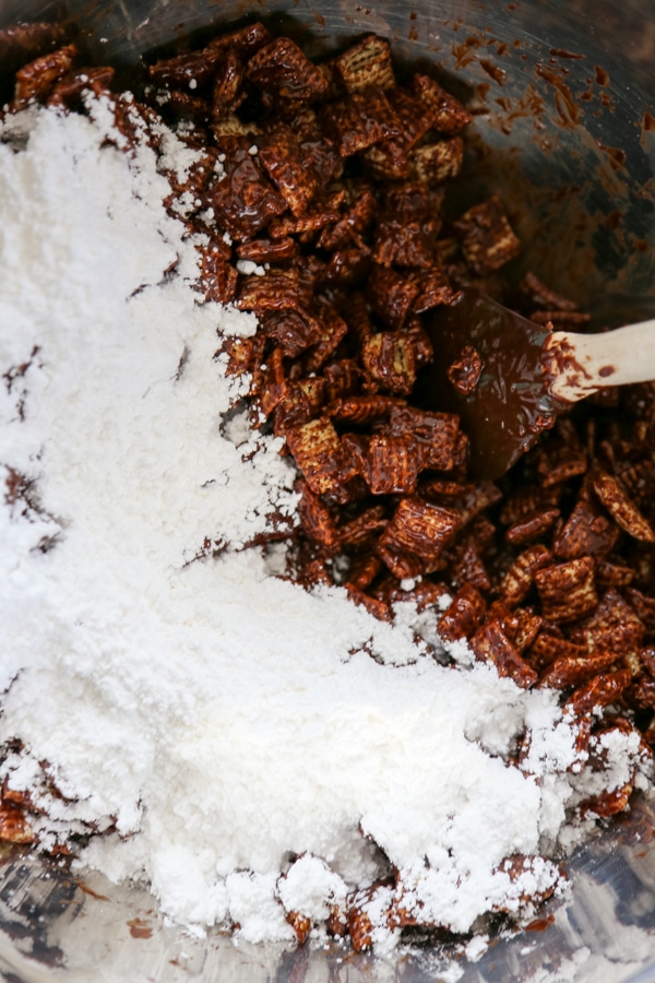 the powdered sugar added to the bowl.