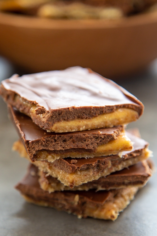 a stack of toffee bark.