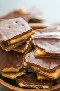 close up shot of peanut butter toffee bark