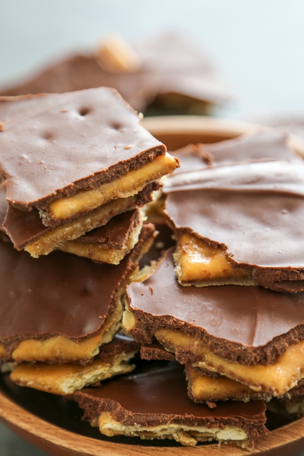 close-up shot of peanut butter toffee.