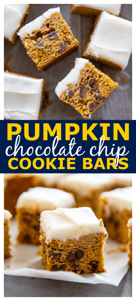 pumpkin chocolate chip bars pinterest photo collage.