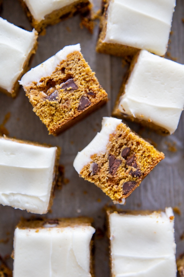Overhead shot of the pumpkin bars.