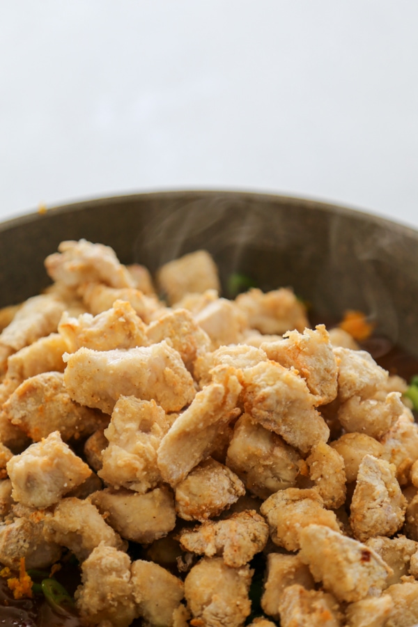 the air fried chicken in a bowl.