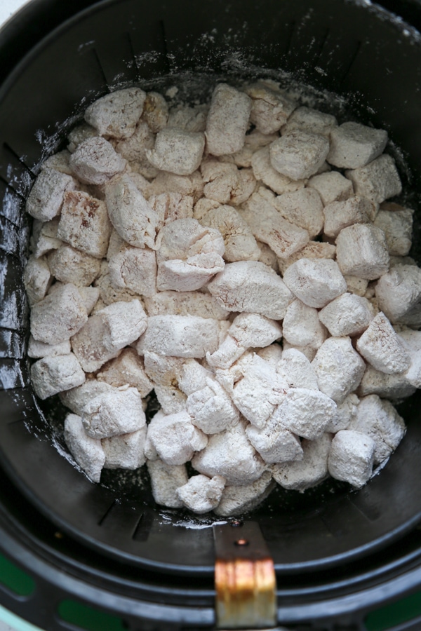 the breaded chicken in the air fryer.