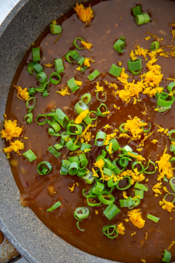 the sauce in a skillet