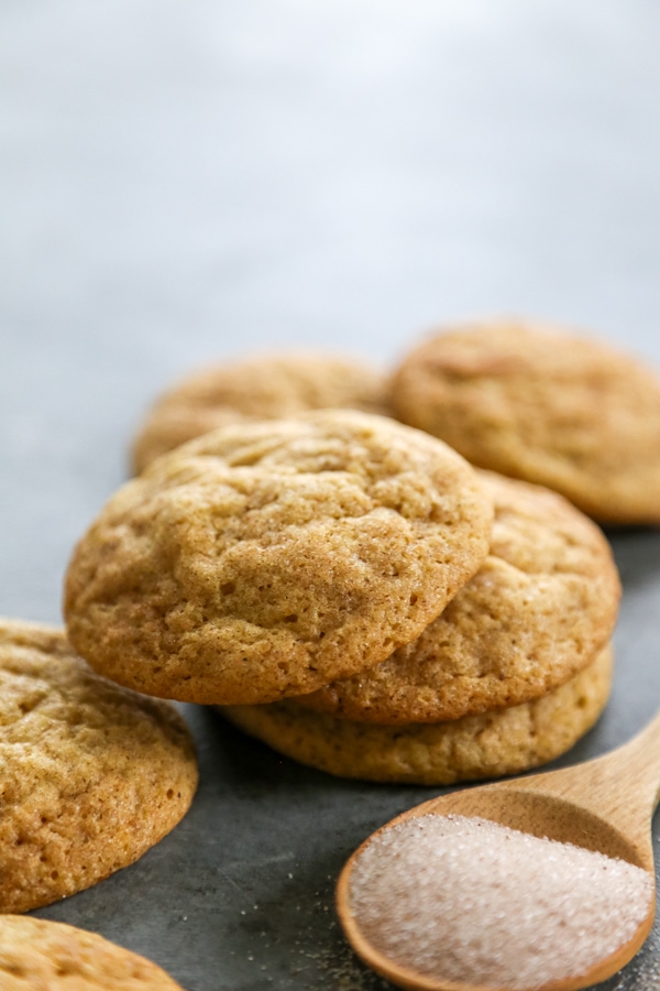 pumpkin snickerdoodles piled on top of each other.