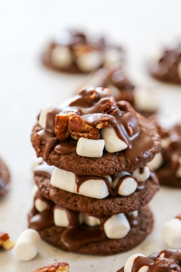 close-up shot of a stack of cookies.