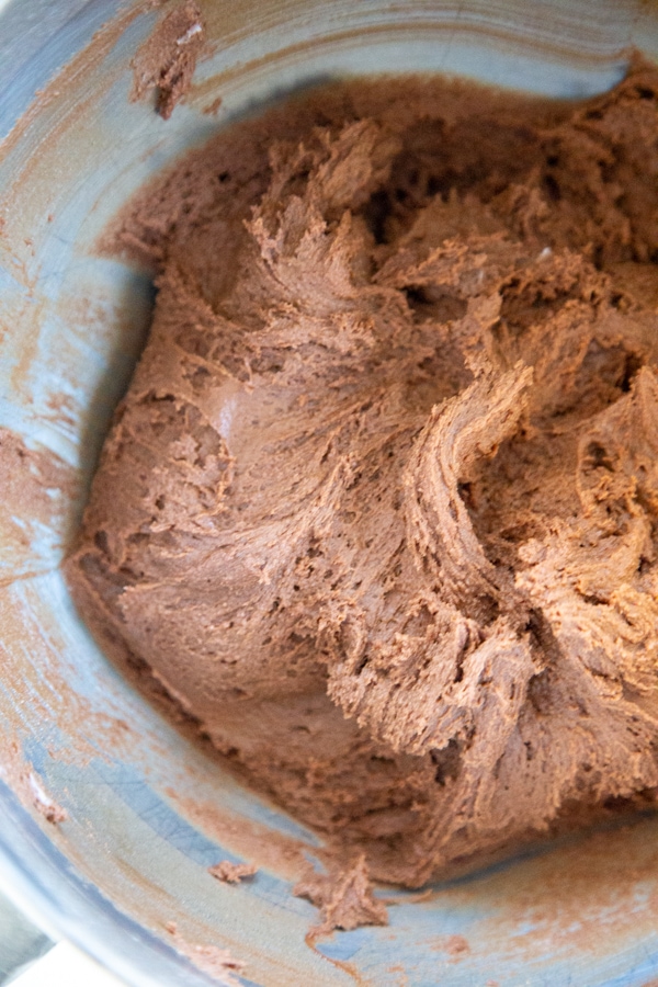 the cookie dough in a mixing bowl.