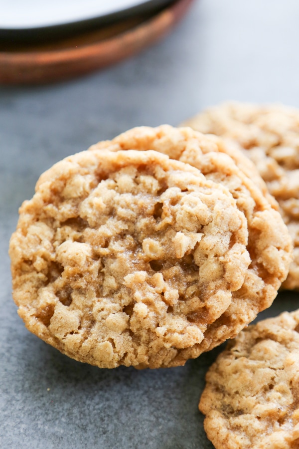 close-up shot of an oatmeal cookie.