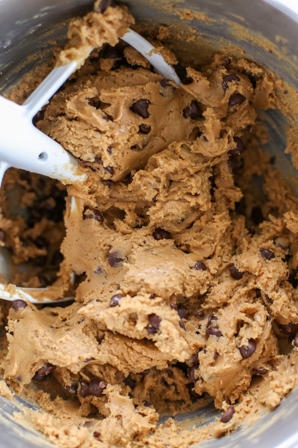 the cookie dough in a bowl.