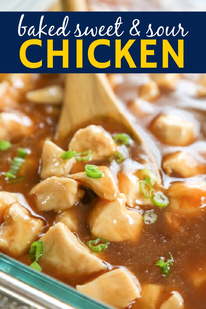 baked sweet and sour chicken social media image.