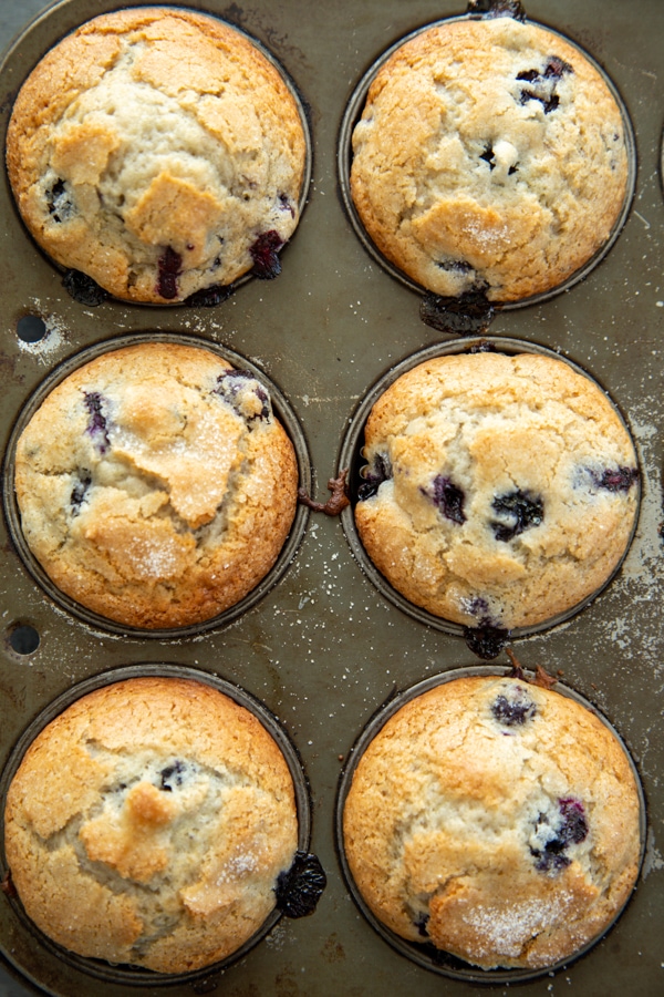 overhead photo of the muffins in a pan.