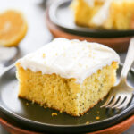 lemon poppyseed cake on a plate.
