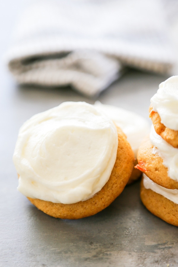 close-up shot of a frosted cookie.