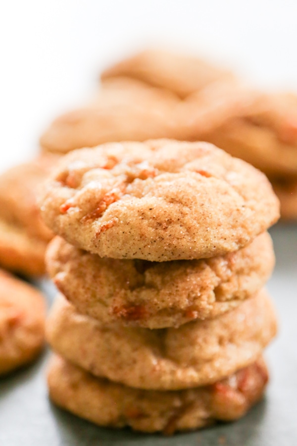 stack of carrot cake snickerdoodle cookies